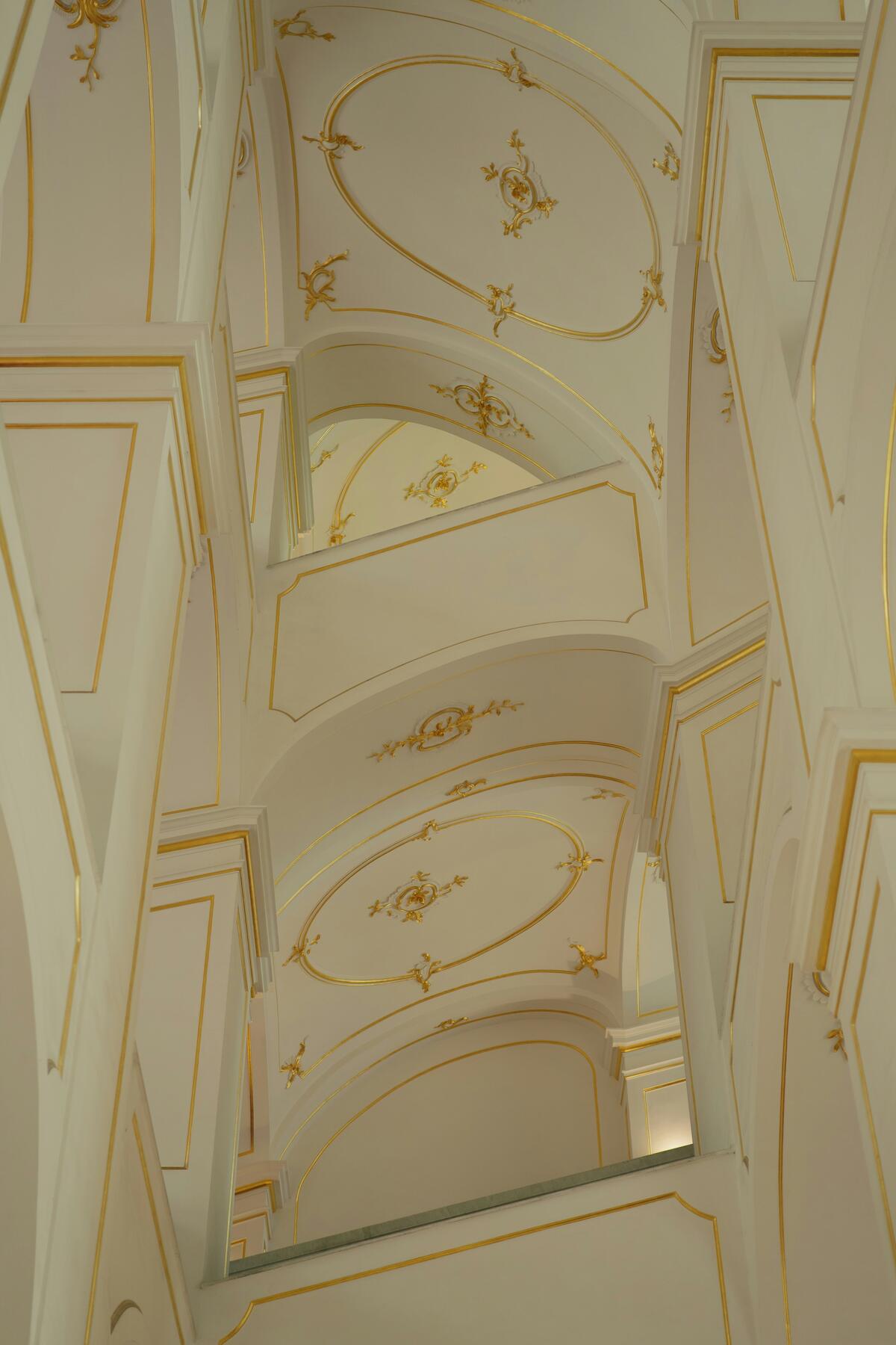 Gilded ceiling detail in the entrance hall