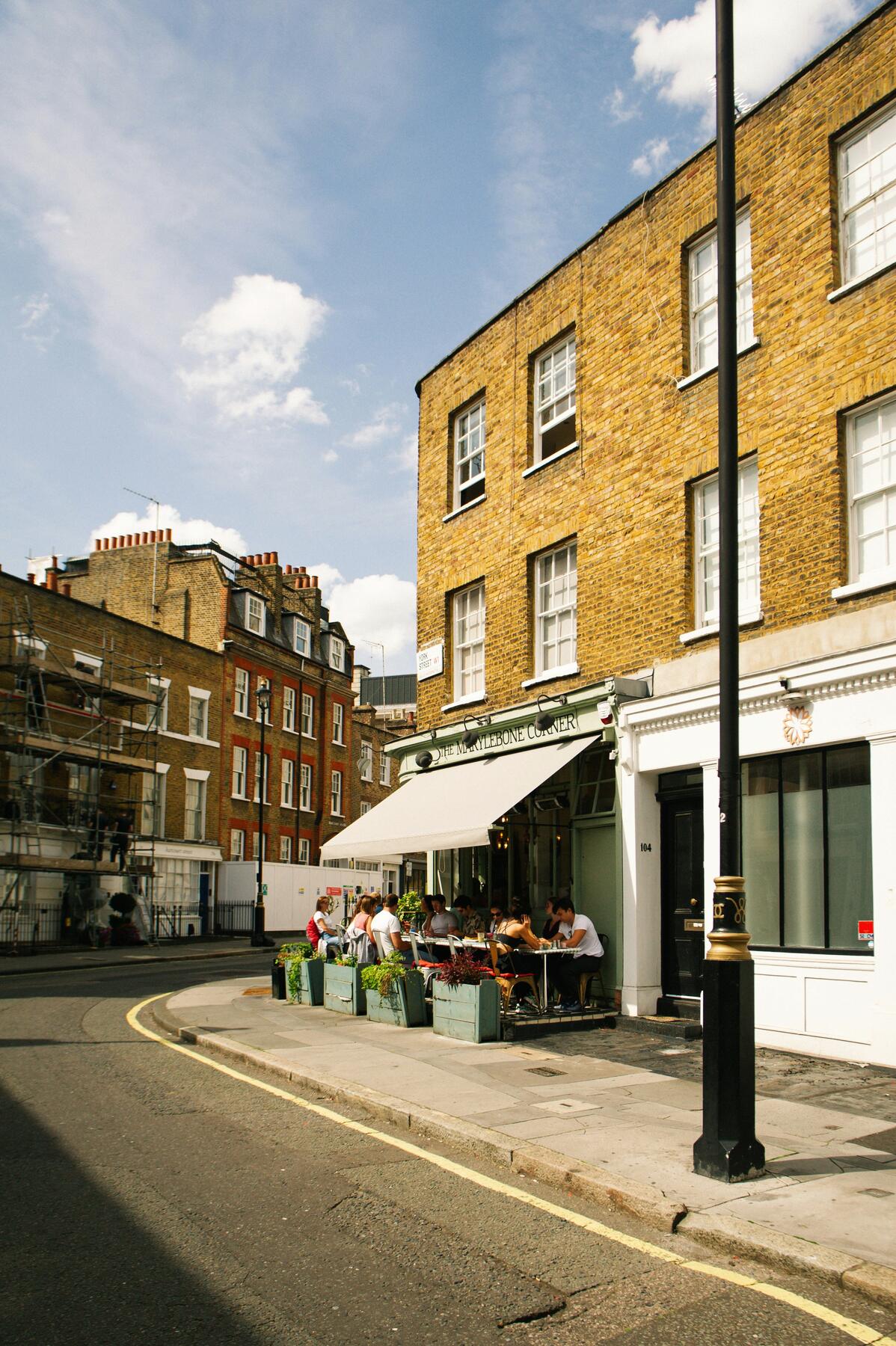 Morning tables outside a Marylebone café
